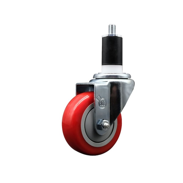 3.5'' Red Poly Wheel Swivel 1-1/2'' Expanding Stem Caster